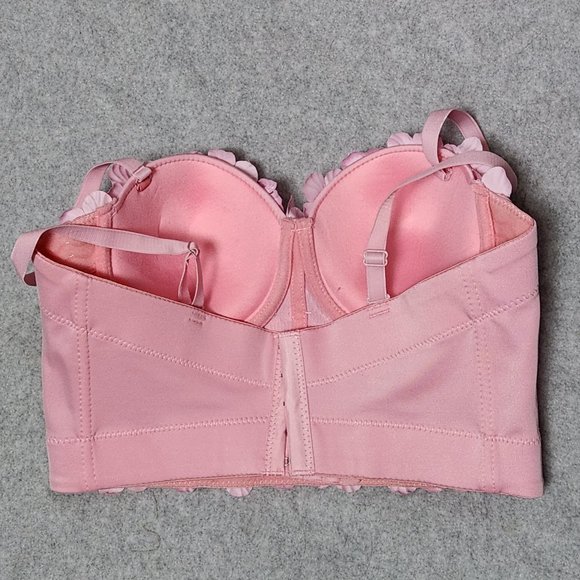 Y2K Pink Floral and Pearl Beaded Crop Cami Corsette Top - NEW - Picture 4 of 7